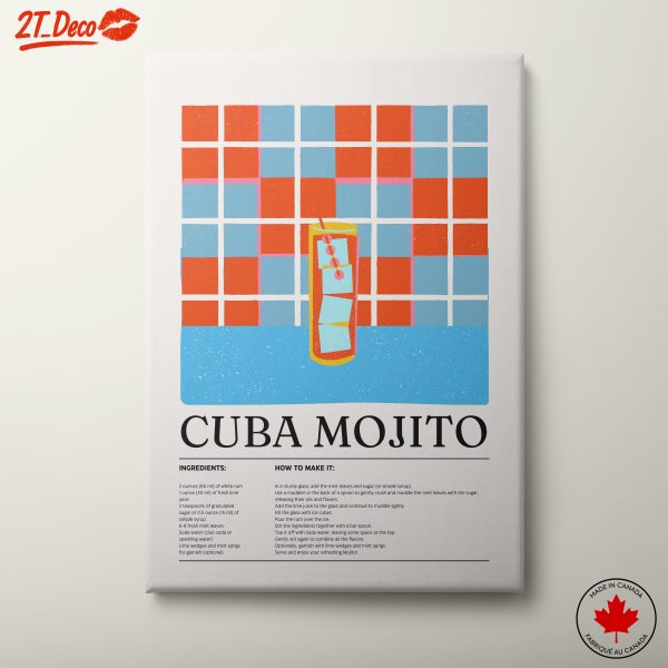 Cuba Mojito Recipe Art for Home Bar