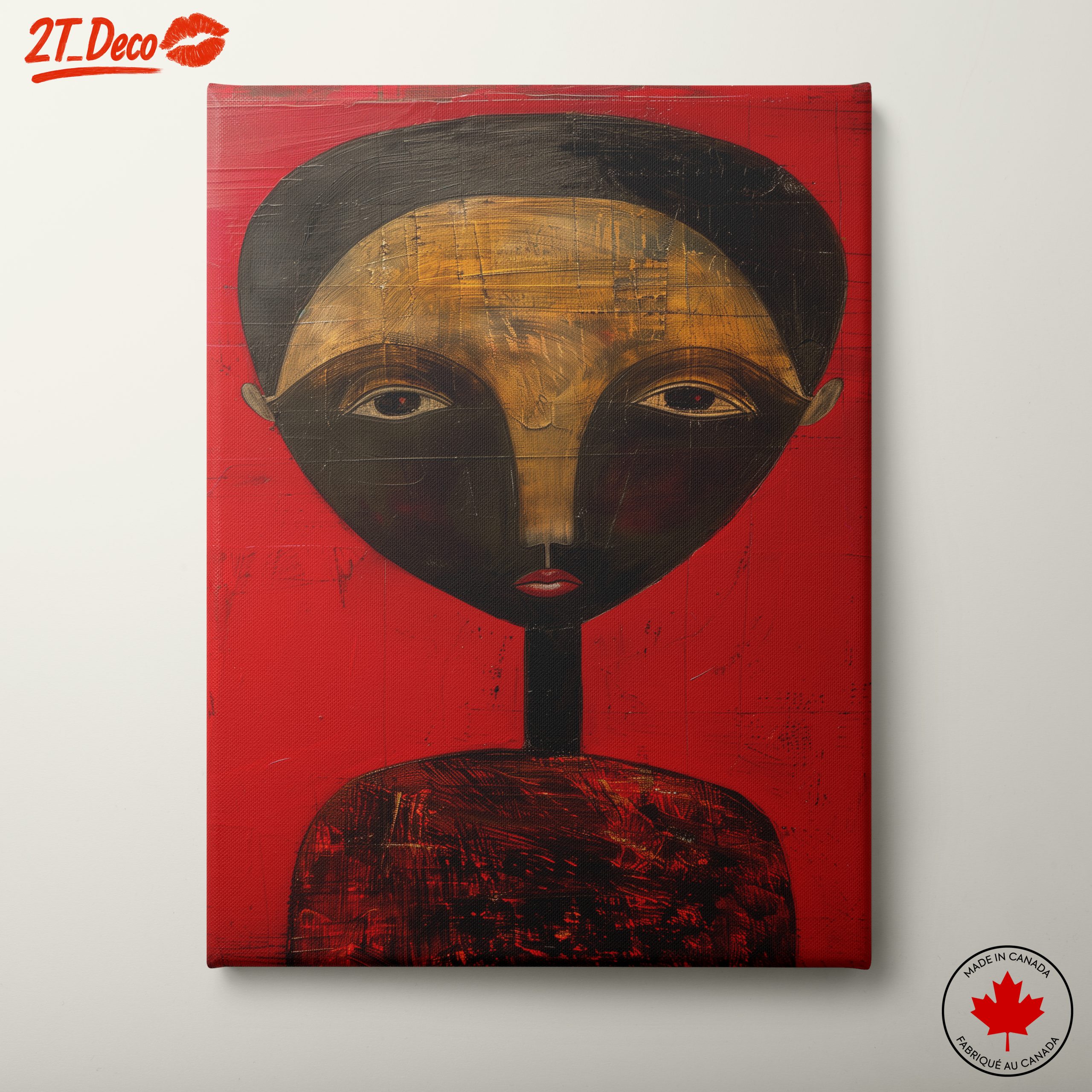 Stylized Afro Art Portrait on Red Background