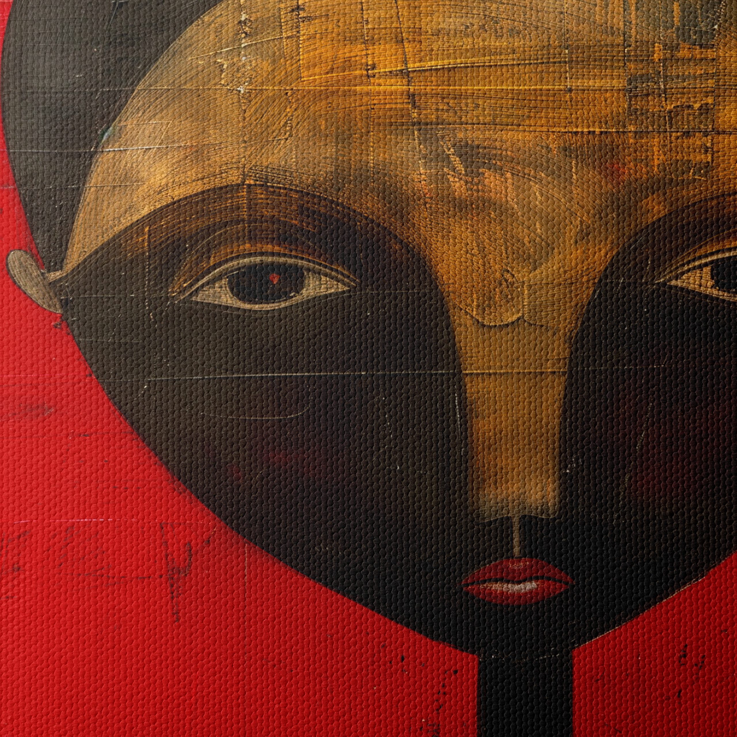 Stylized Afro Art Portrait on Red Background - Image 4