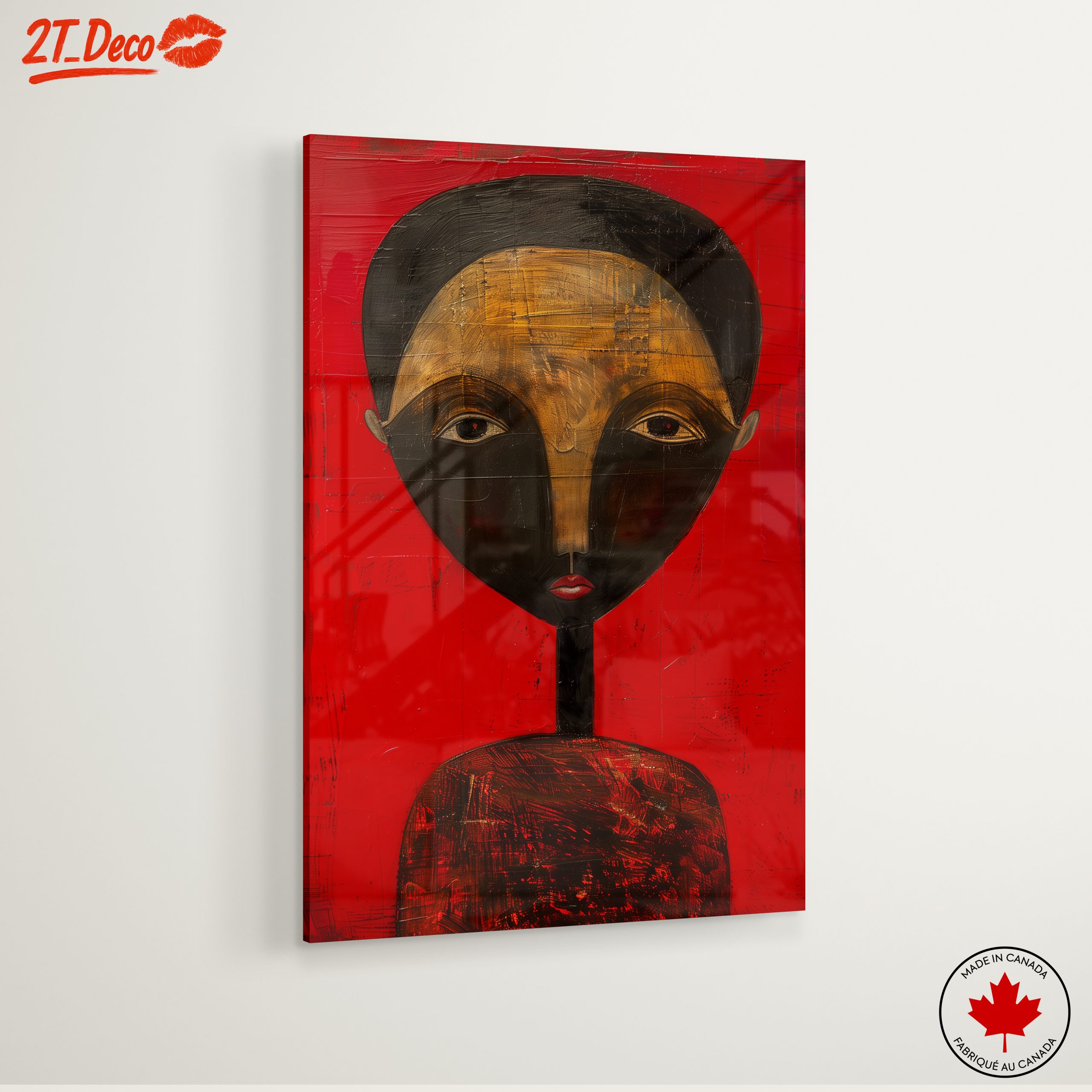 Stylized Afro Art Portrait on Red Background - Image 6