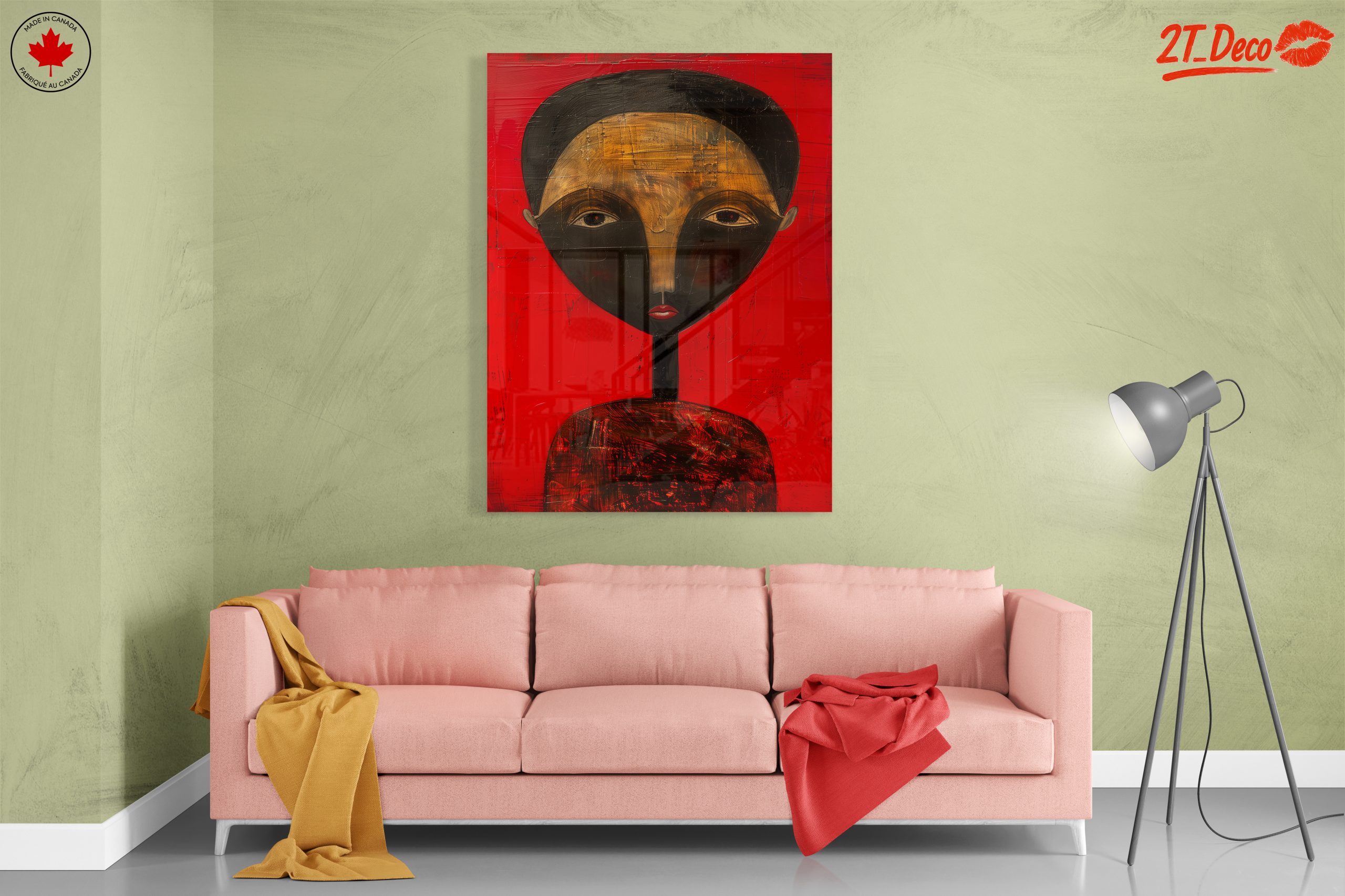 Stylized Afro Art Portrait on Red Background - Image 7
