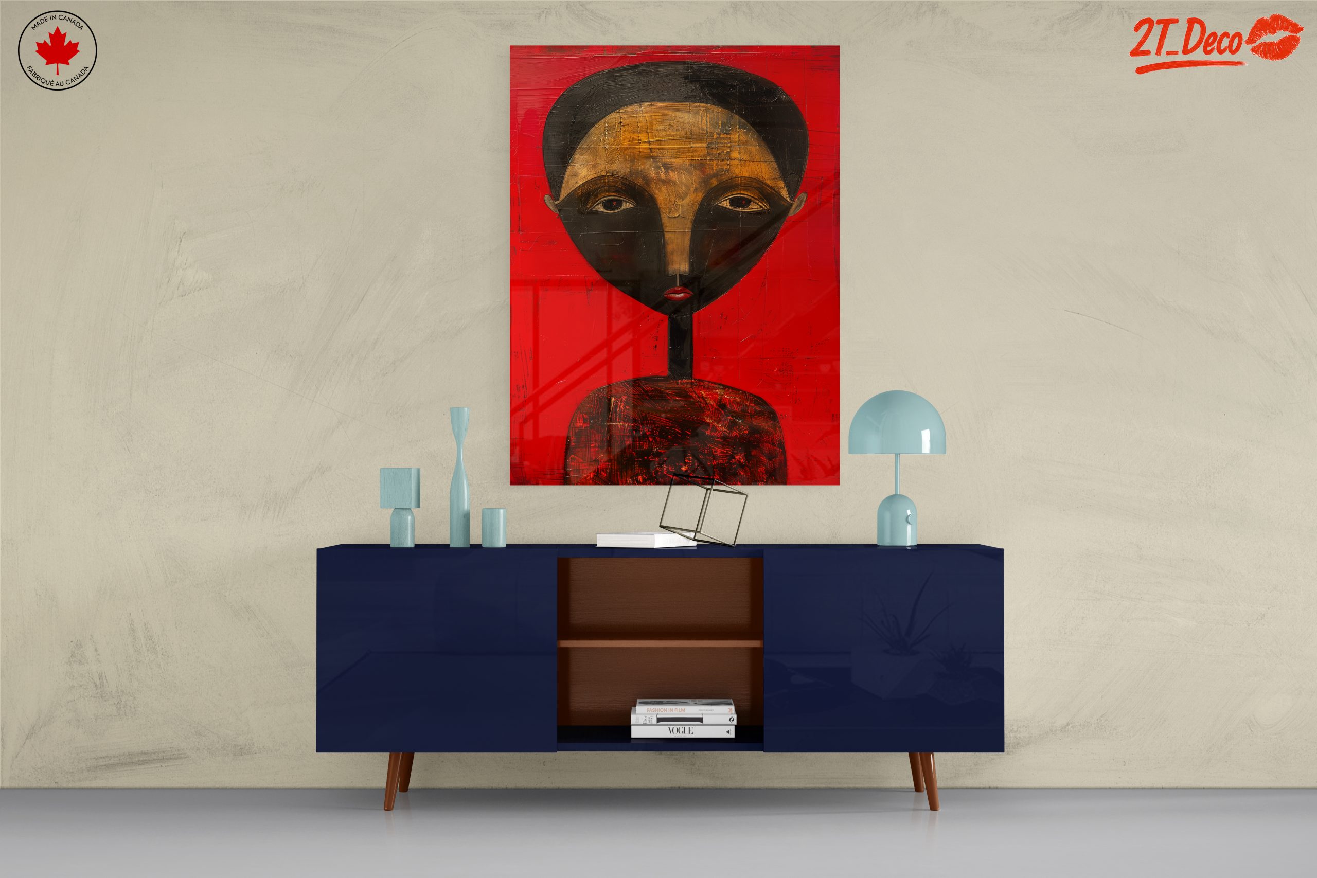 Stylized Afro Art Portrait on Red Background - Image 8