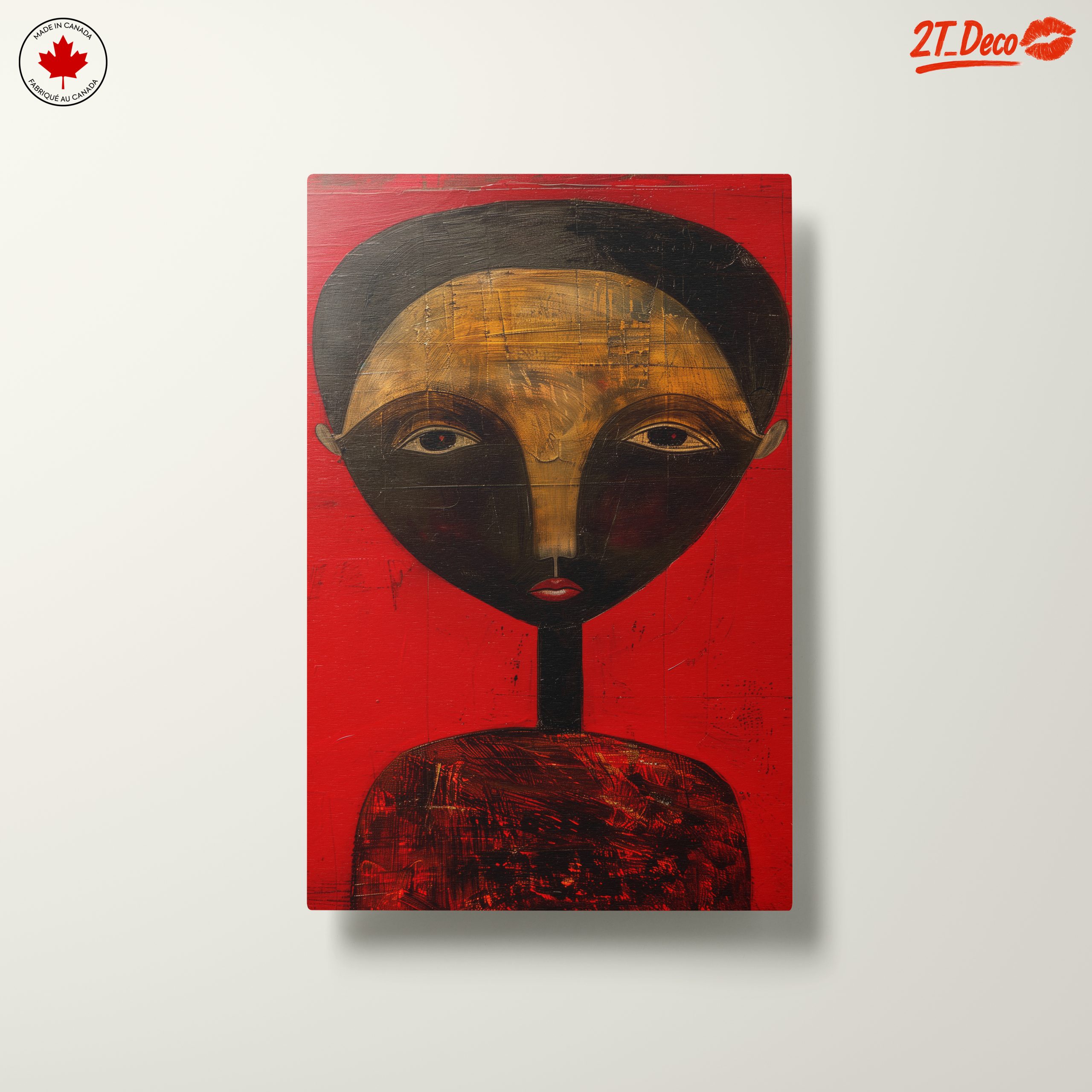 Stylized Afro Art Portrait on Red Background - Image 10