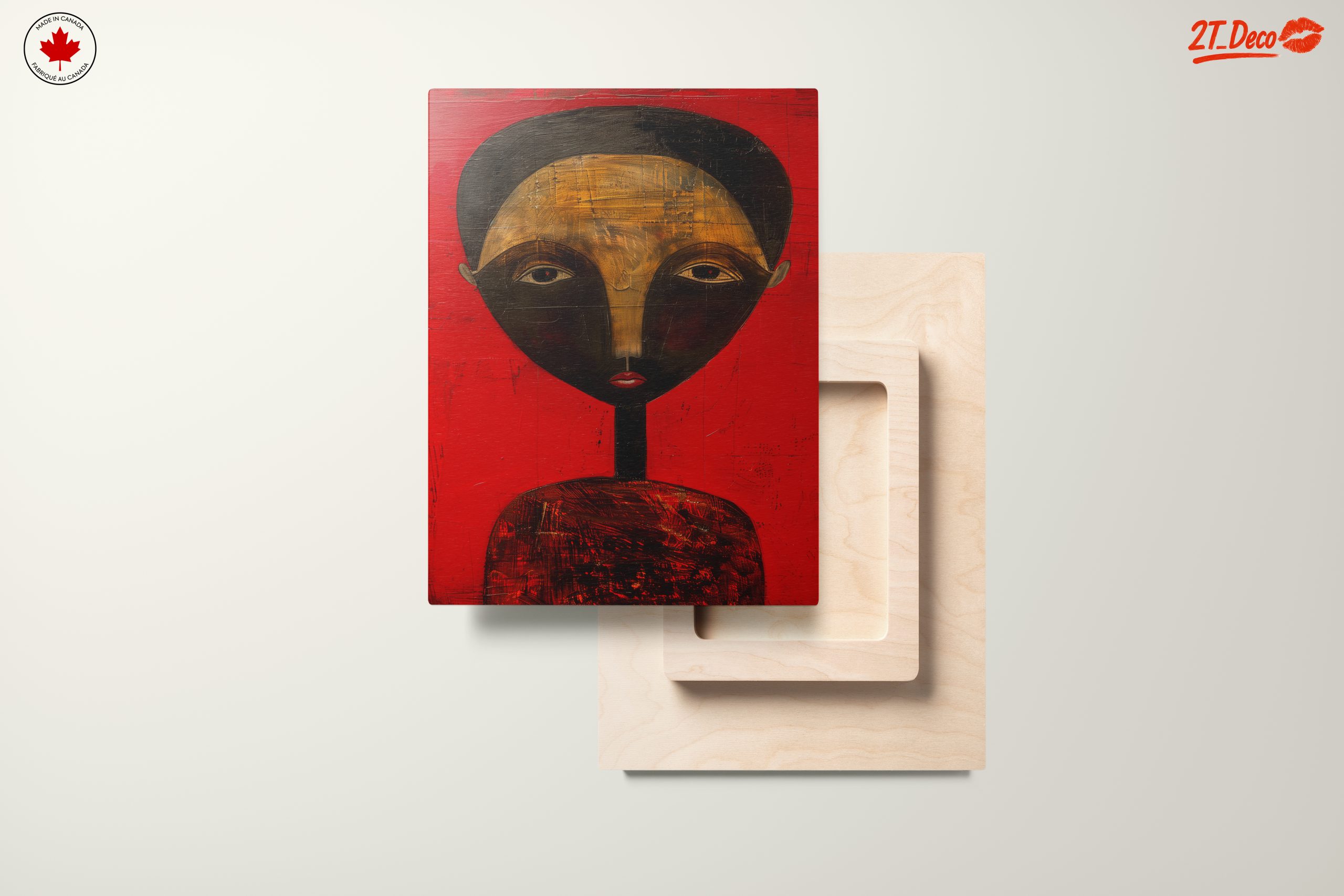 Stylized Afro Art Portrait on Red Background - Image 11