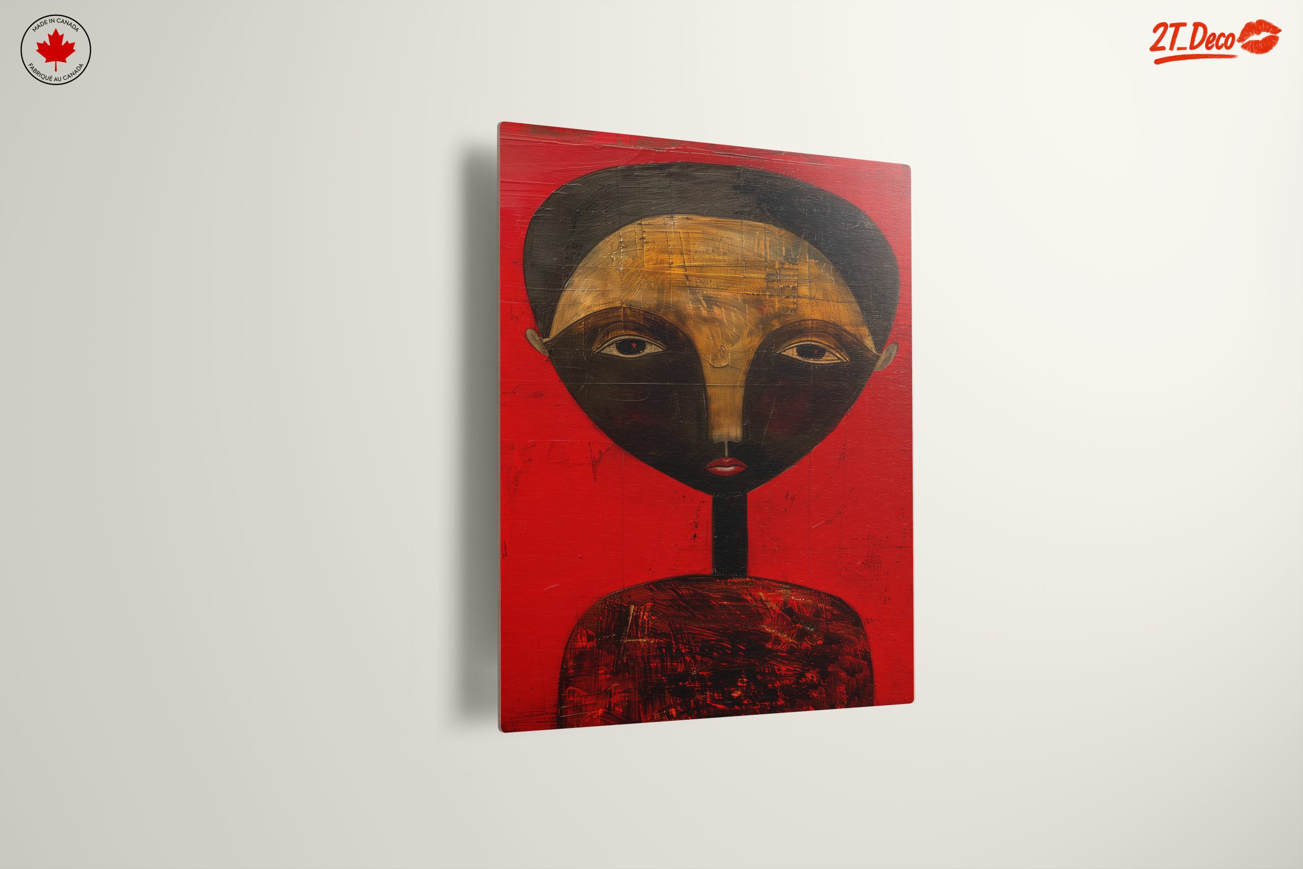 Stylized Afro Art Portrait on Red Background - Image 13