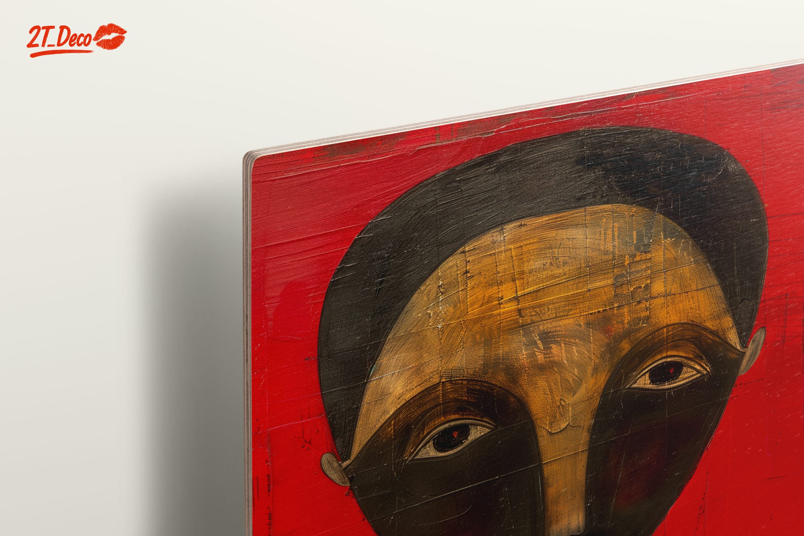 Stylized Afro Art Portrait on Red Background - Image 15