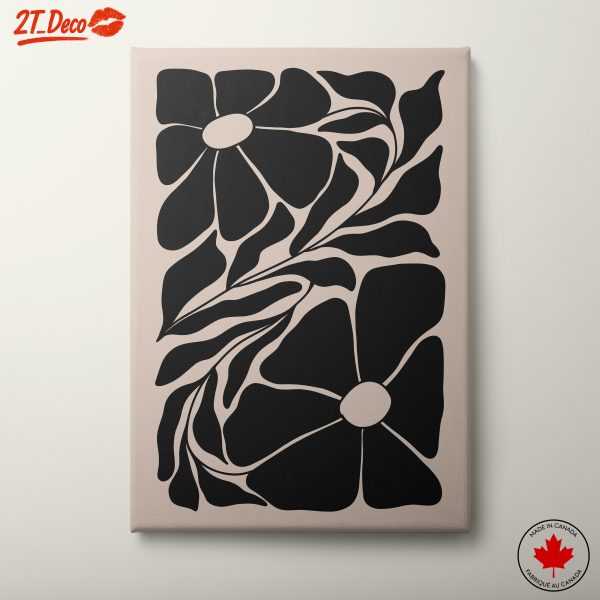 Abstract Floral Design with Black Leaves
