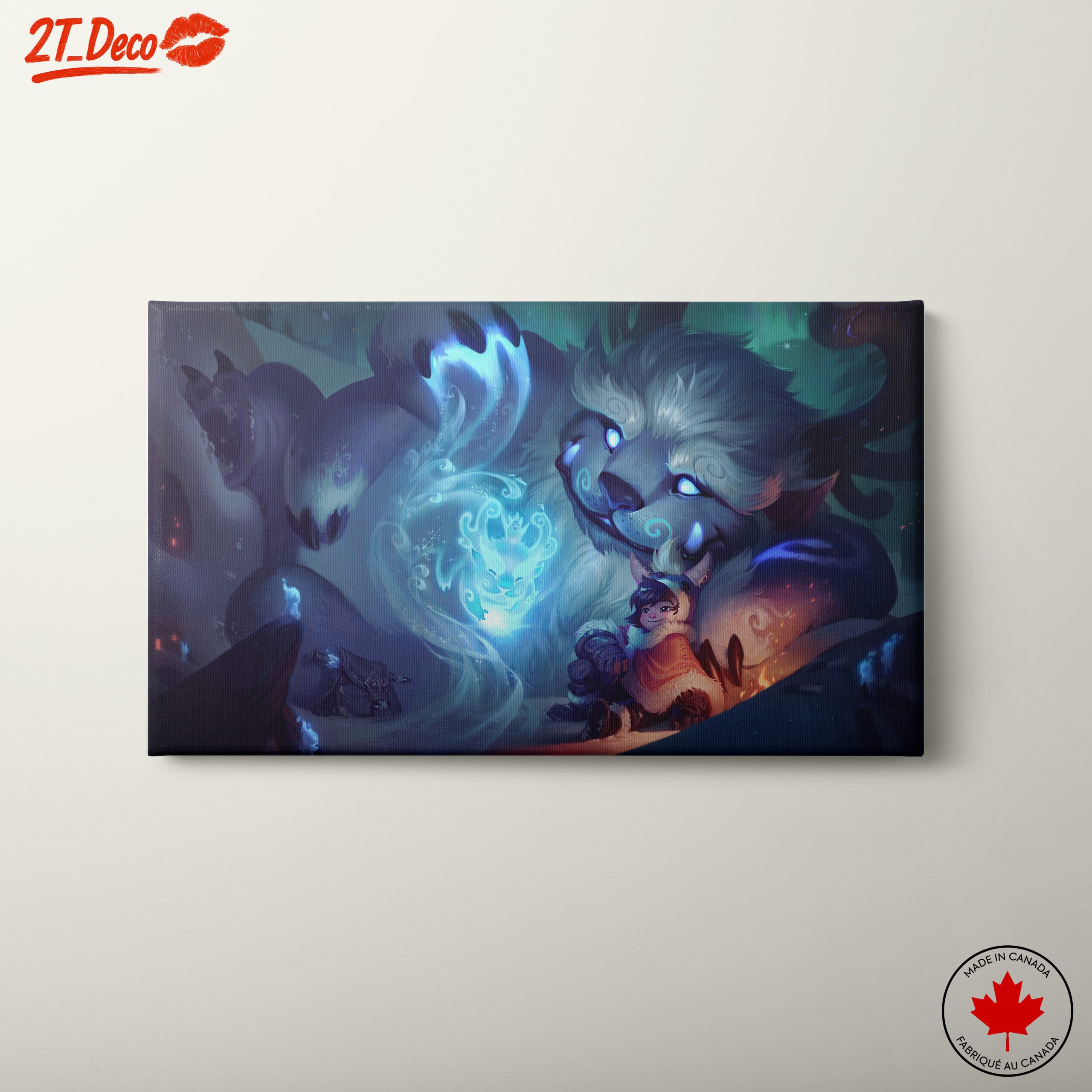 Fantasy Creature and Child in Snowy Landscape