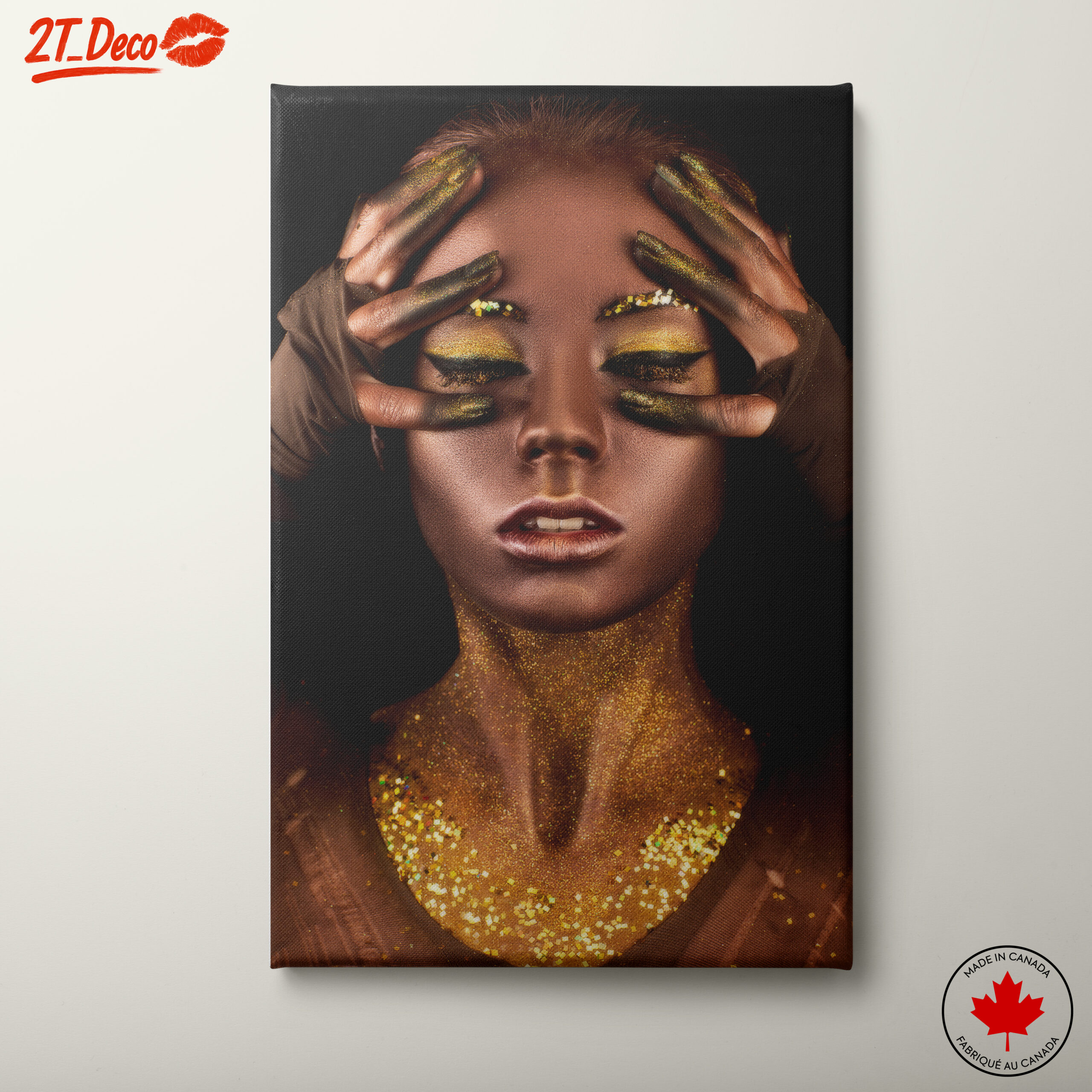 Striking Afro Art with Golden Accents