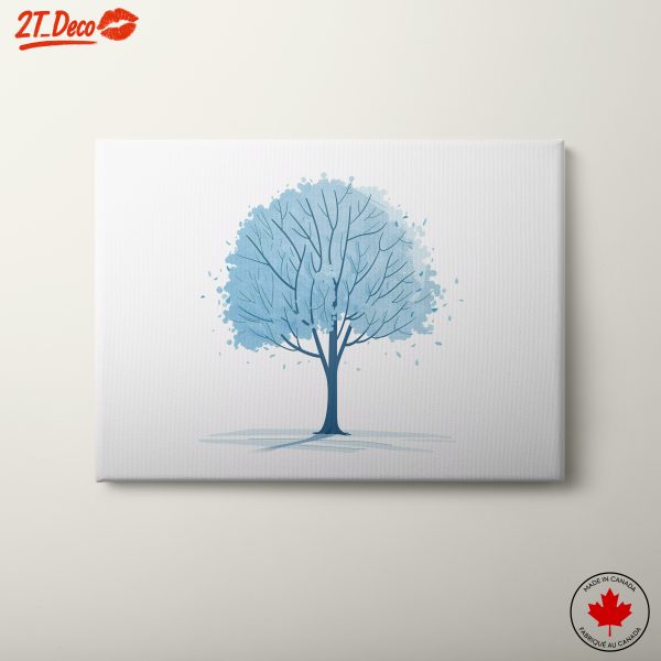 Stylized Tree Artwork in Gentle Blue