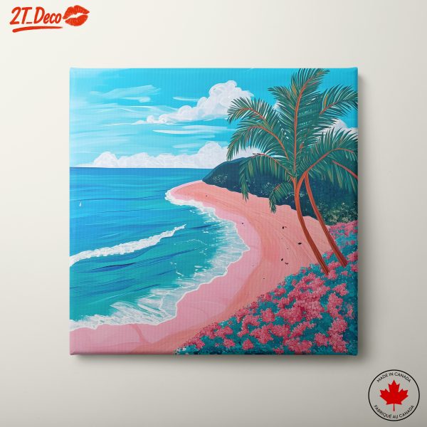 Vibrant Beach Landscape with Palm Trees