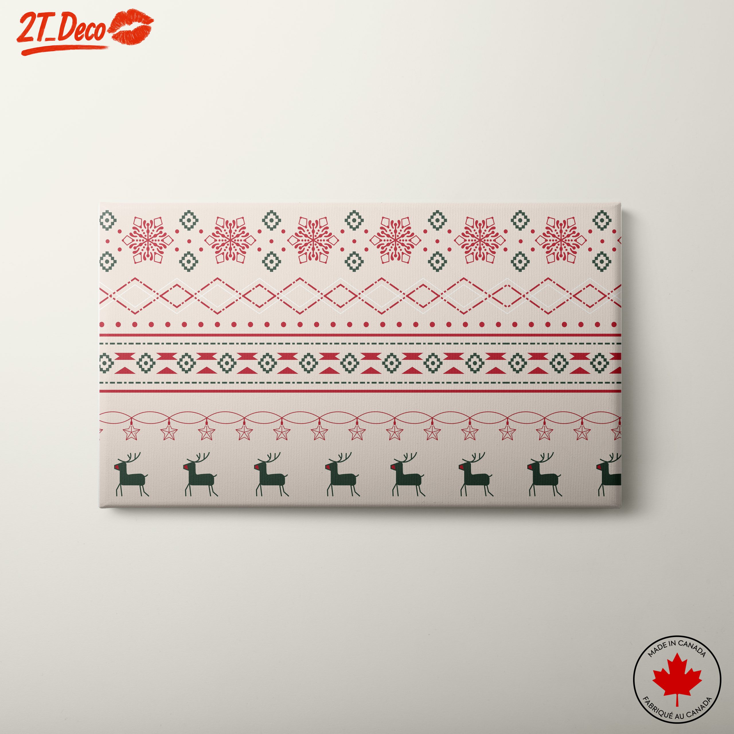 Christmas Pattern with Reindeer and Snowflakes
