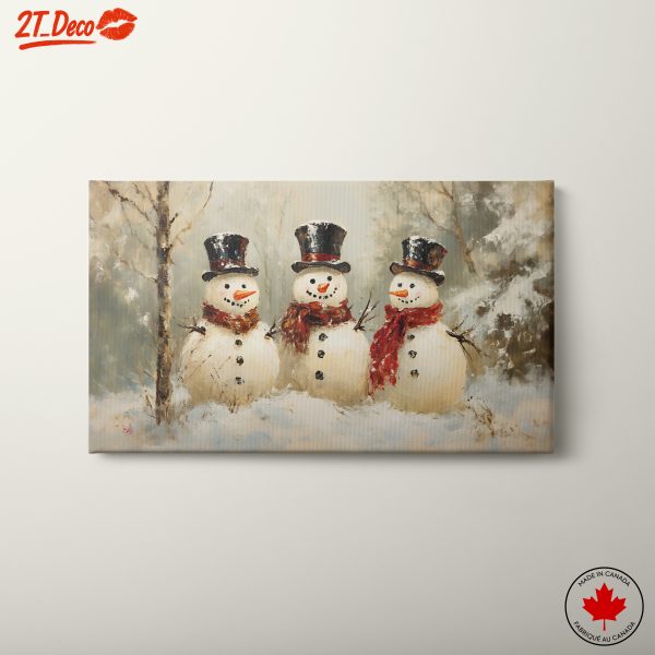 Charming Christmas Snowmen in Winter Scene