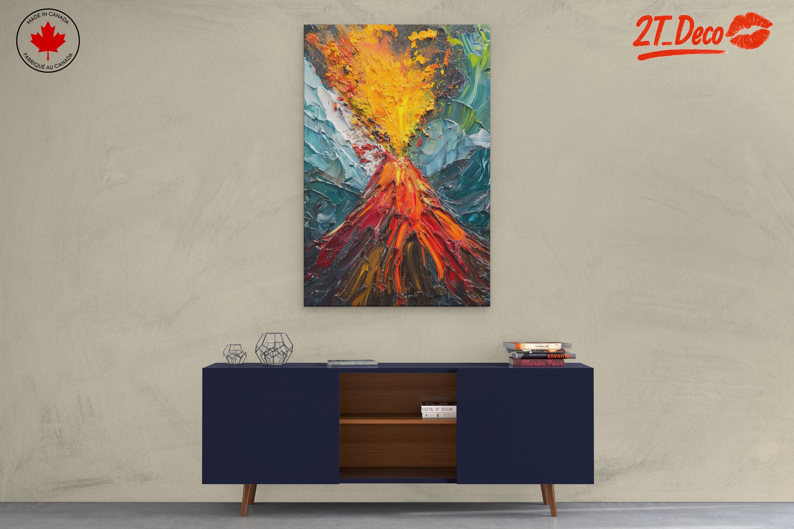 Erupting Volcano Abstract Landscape Art - Image 3