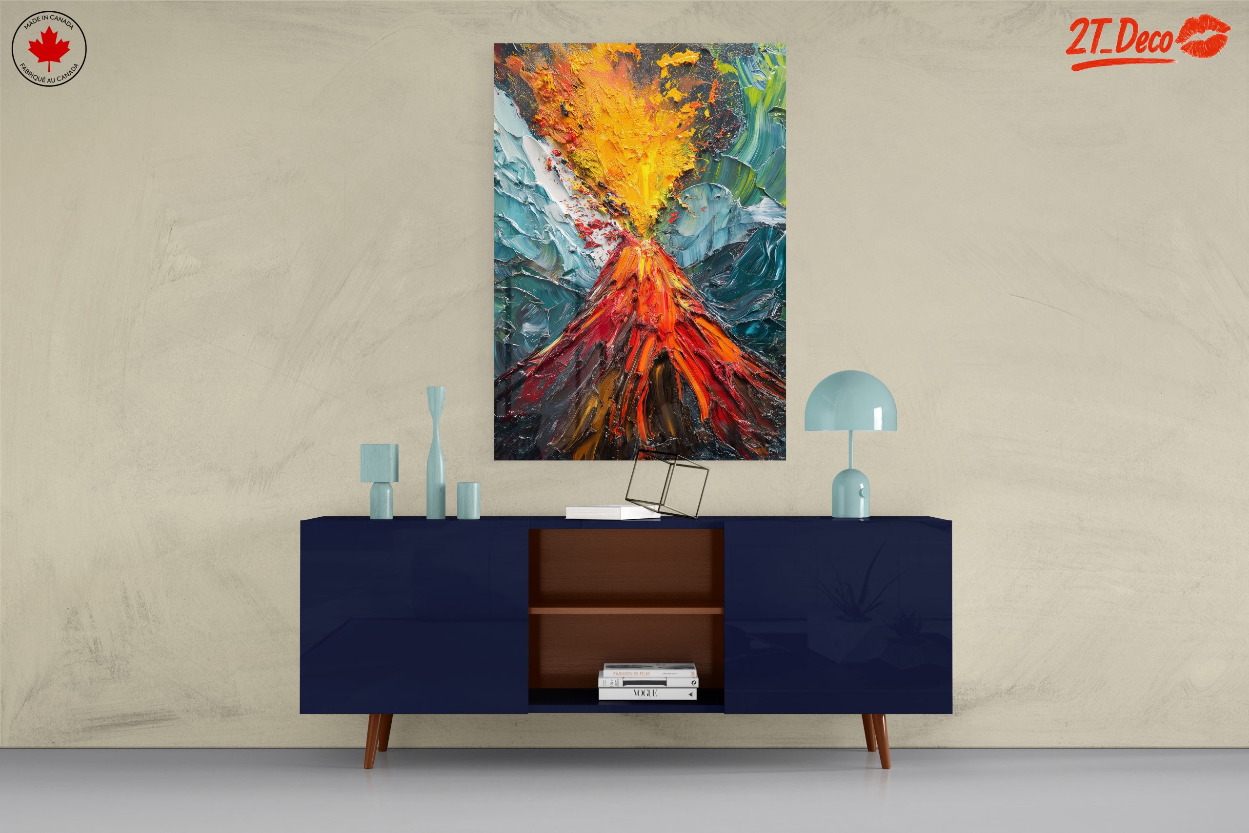 Erupting Volcano Abstract Landscape Art - Image 8