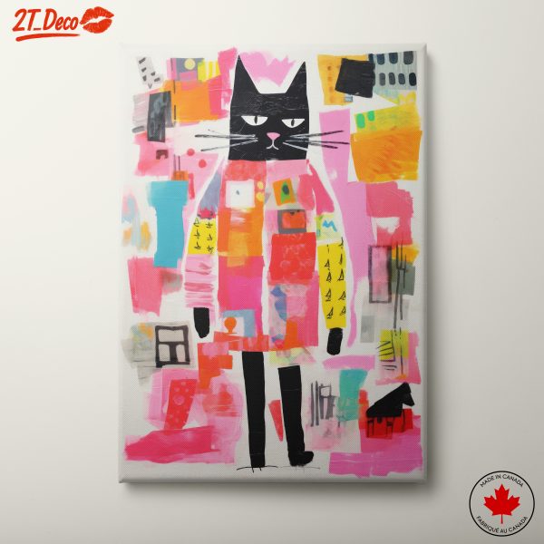 Playful Cat Artwork with Bright Colors