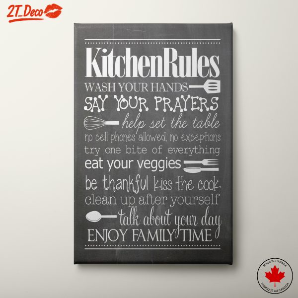 Kitchen Rules Inspirational Art for Home Decor