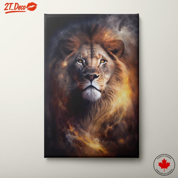 Majestic Lion Portrait in Cosmic Background