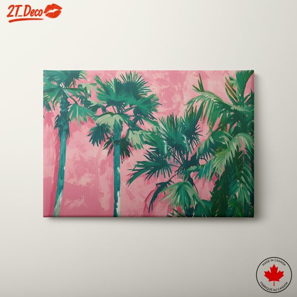 Tropical Palm Leaves on Pink Background
