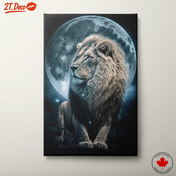 Majestic Lion Against Full Moon