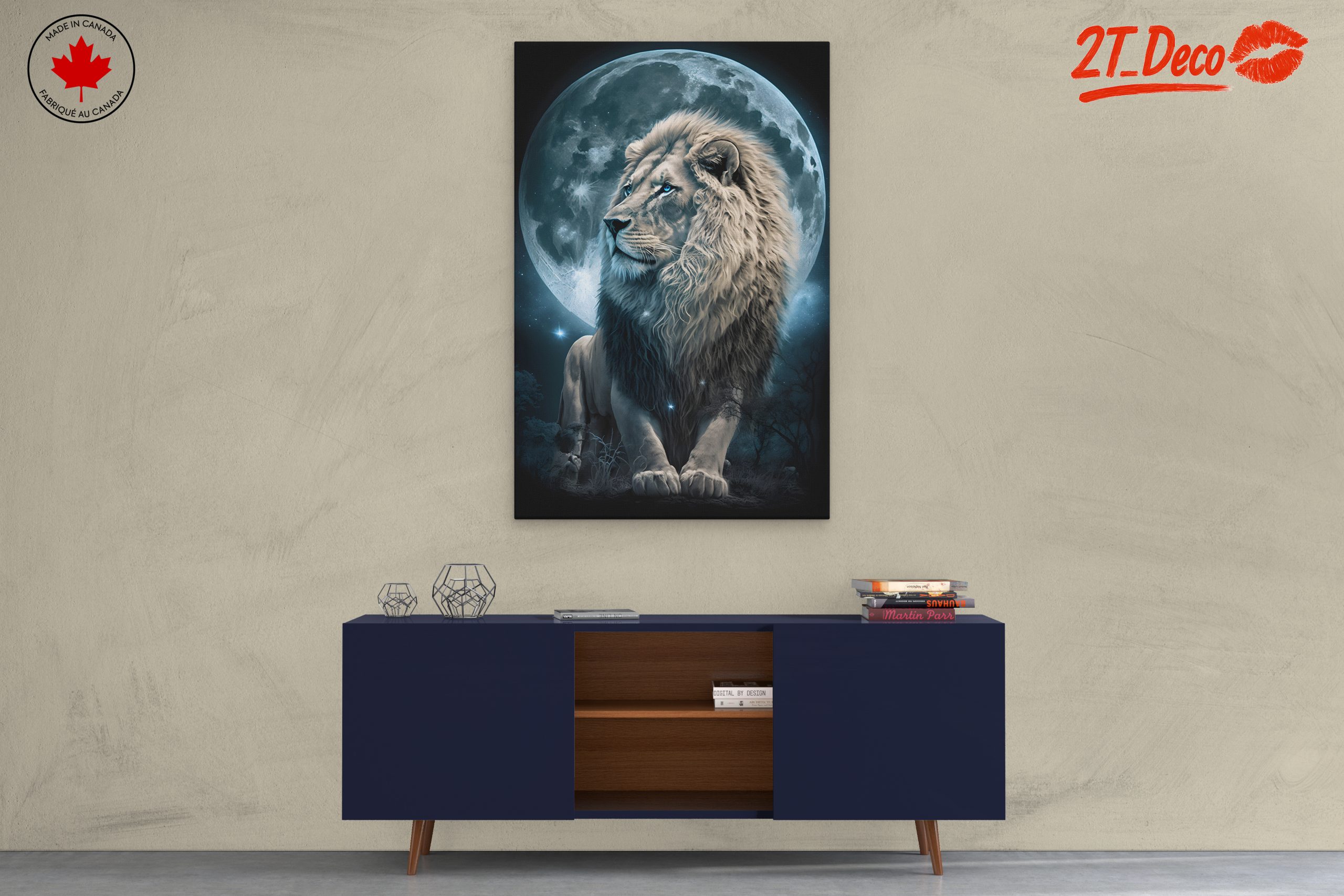 Majestic Lion Against Full Moon - Image 3