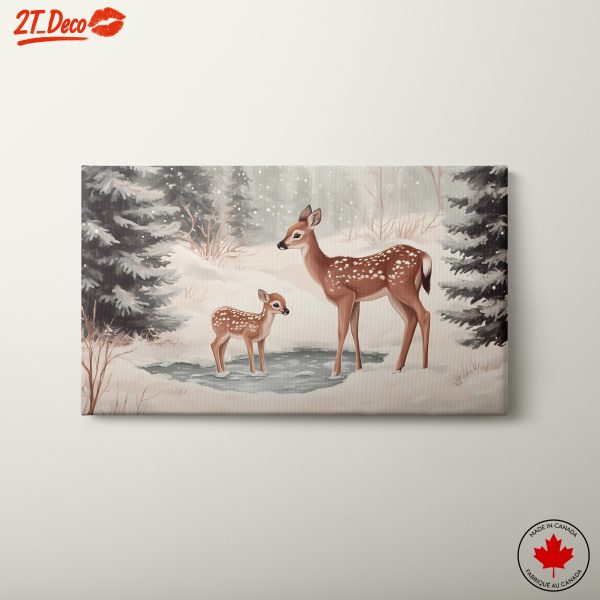 Serene Winter Scene with Deer