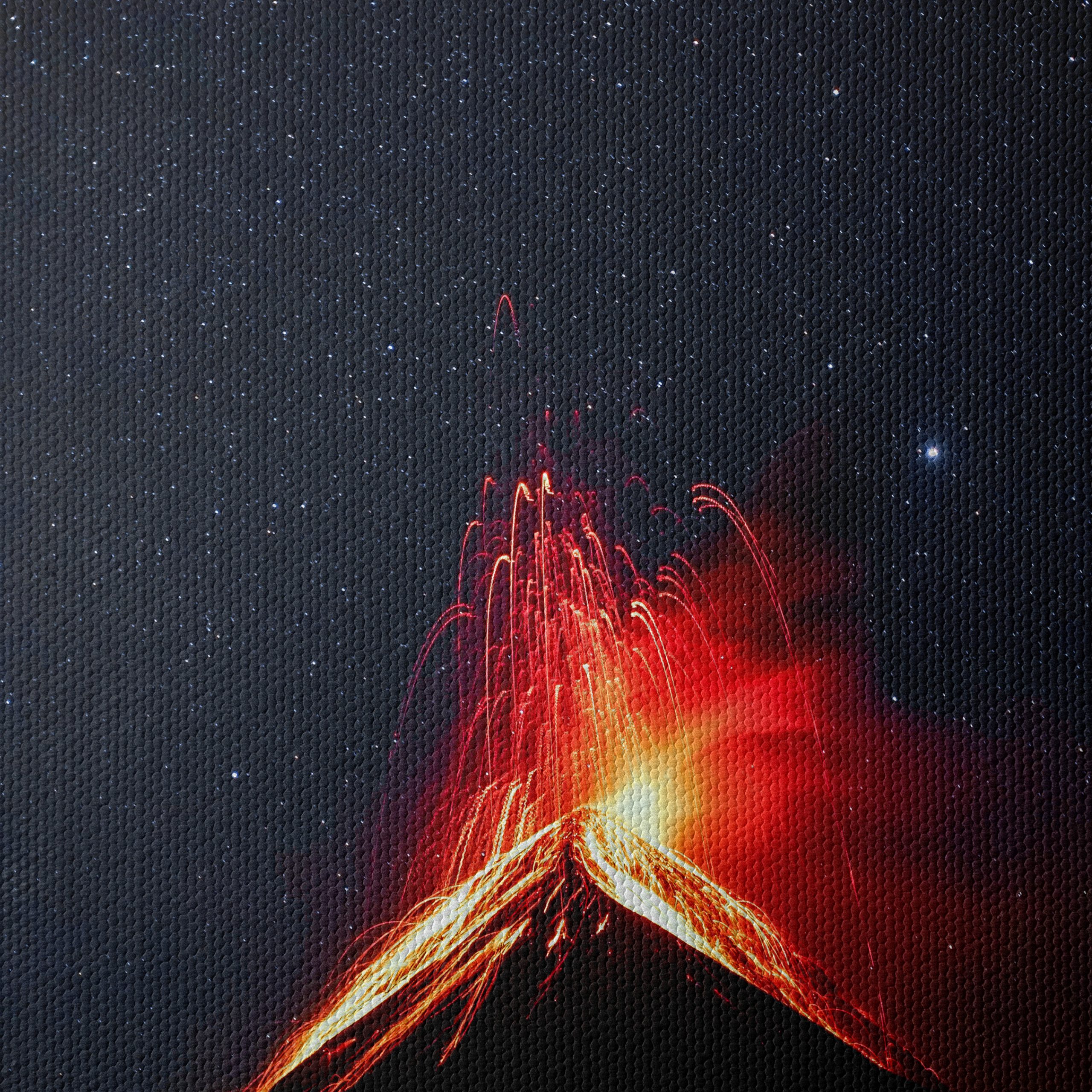 Majestic Volcano Eruption Under Starry Sky - Image 4