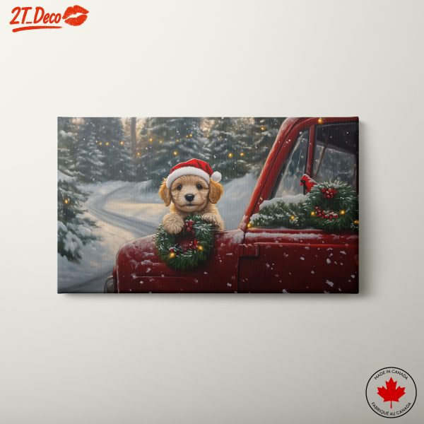 Festive Dog in Christmas Scene