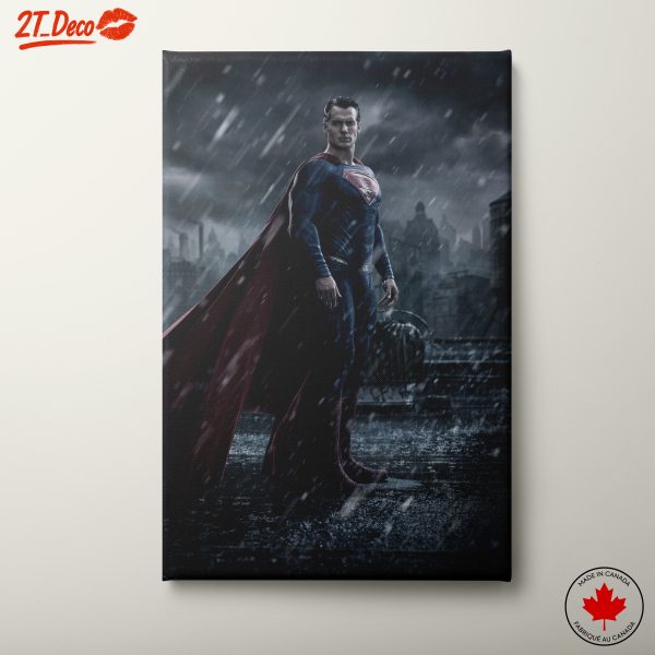 Heroic Superman in Stormy Urban Scene