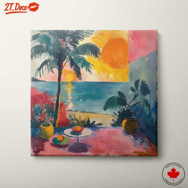 Vibrant Tropical Sunset Landscape Art
