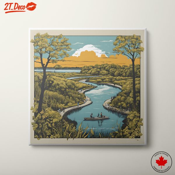 Serene Adventure Landscape with River and Trees