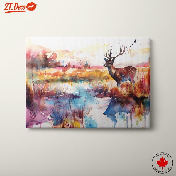 Colorful Watercolor Deer in Nature