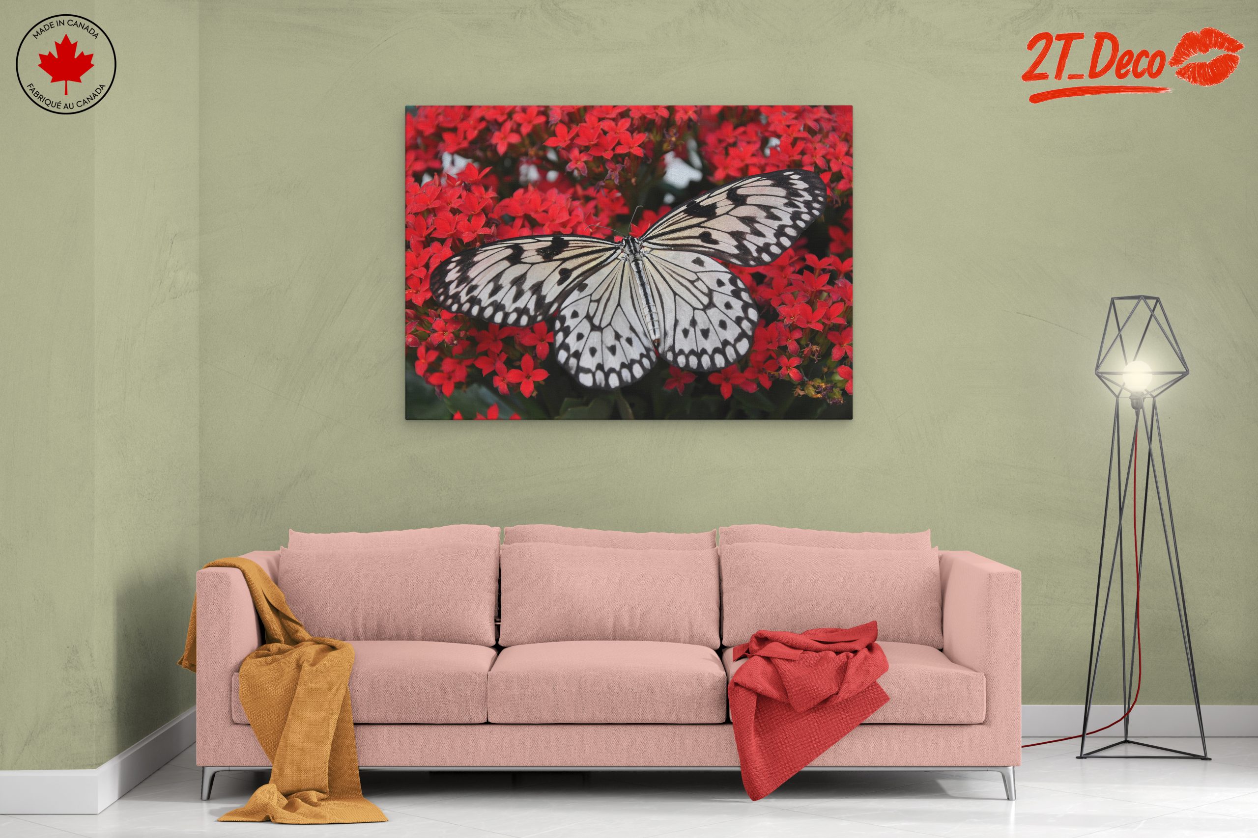 Stunning Butterfly on Vibrant Red Flowers - Image 2