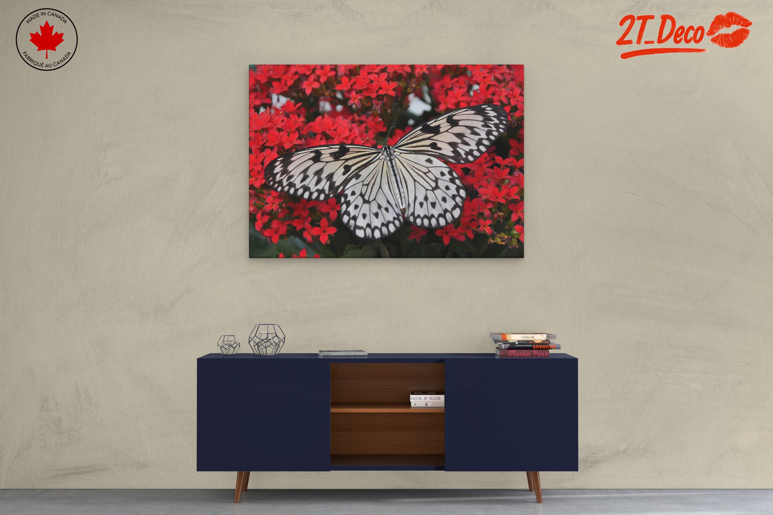 Stunning Butterfly on Vibrant Red Flowers - Image 3