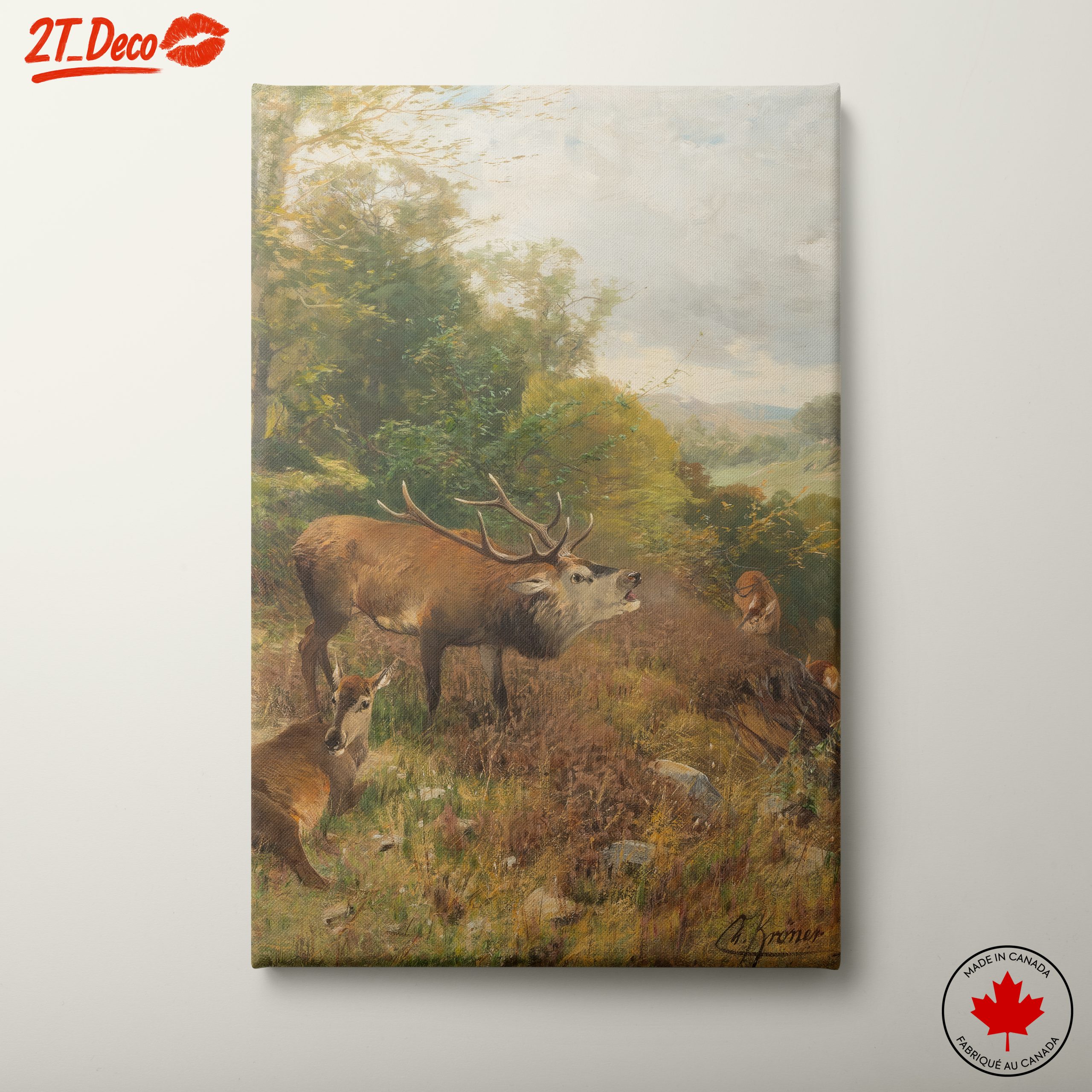 Deer In A Lush Forest Landscape