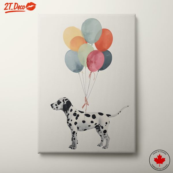 Dalmatian Dog with Colorful Balloons
