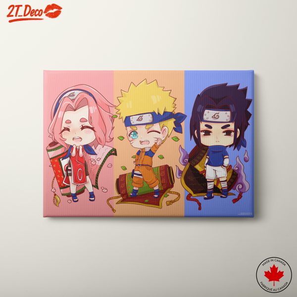 Chibi Naruto Characters in Colorful Background