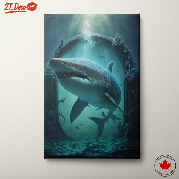 Majestic Shark Swimming Through Ancient Portal