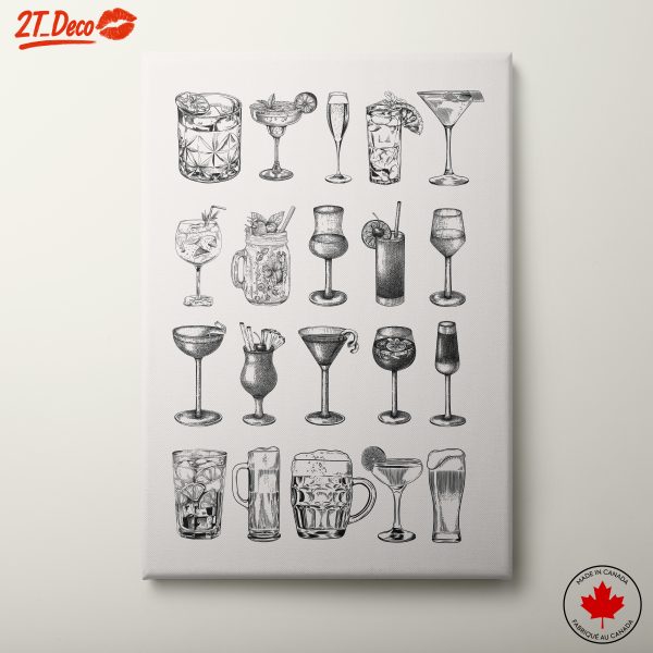 Cocktail Illustrations for Home Bar Decor