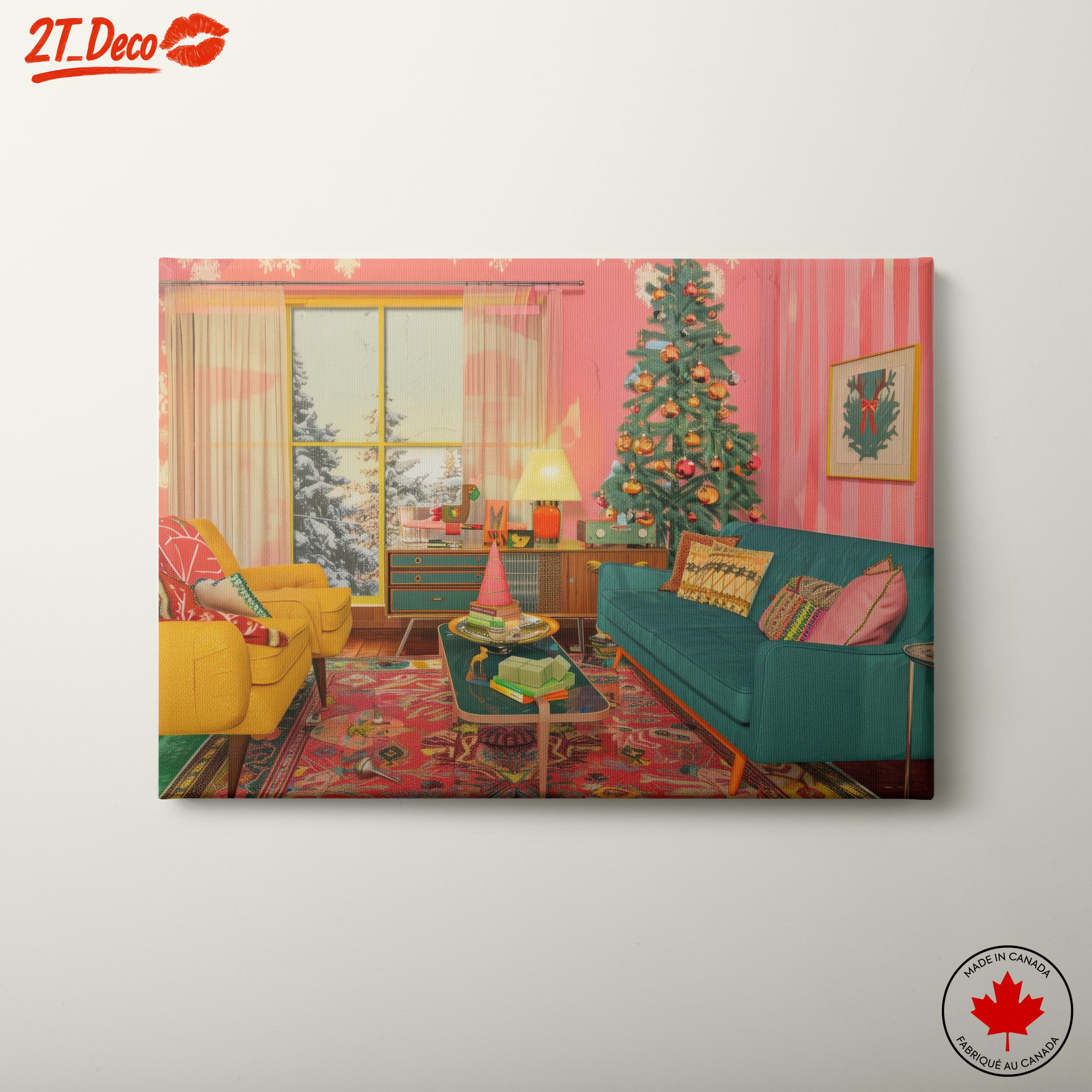 Vibrant Cozy Interior with Christmas Tree