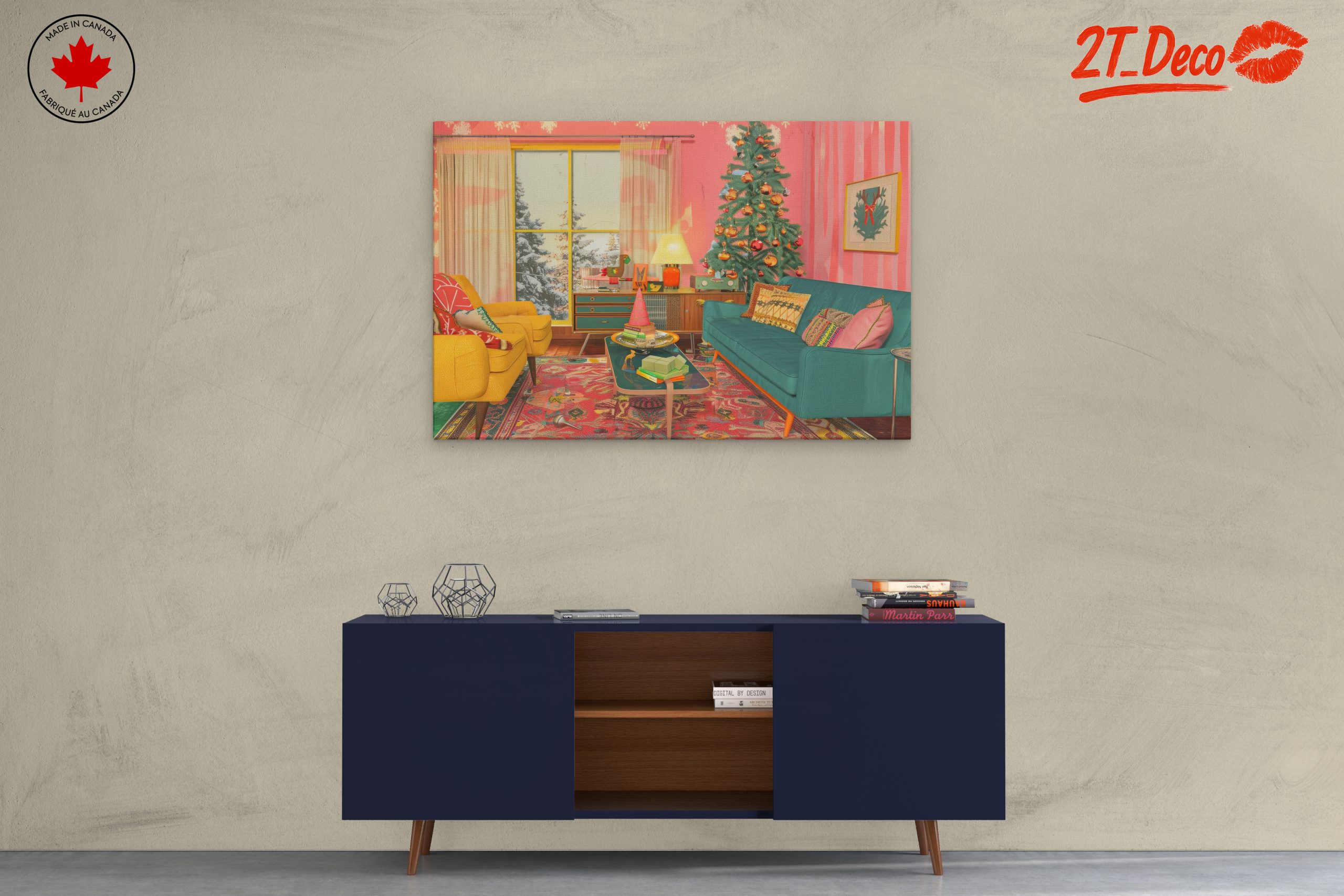 Vibrant Cozy Interior with Christmas Tree - Image 3