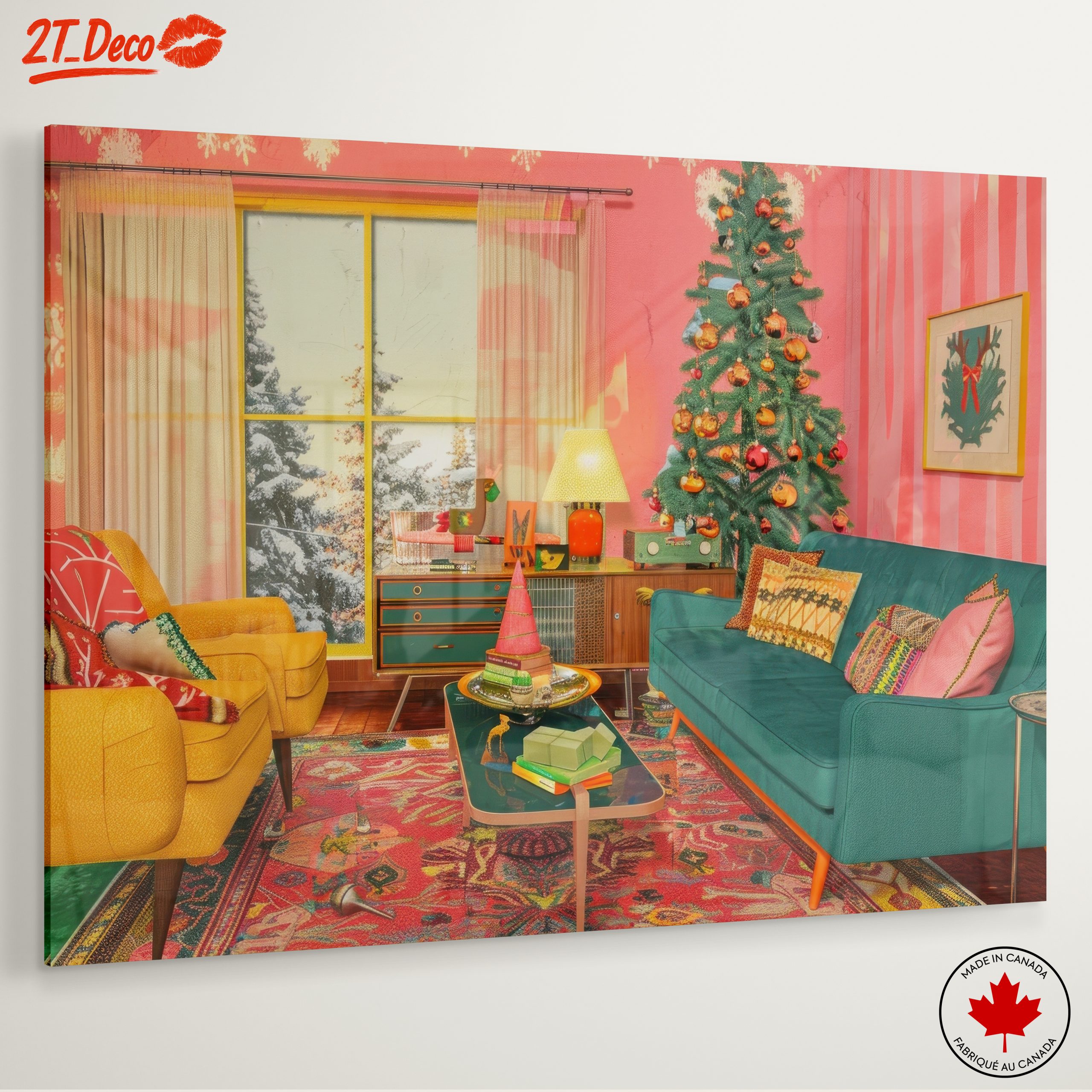 Vibrant Cozy Interior with Christmas Tree - Image 6