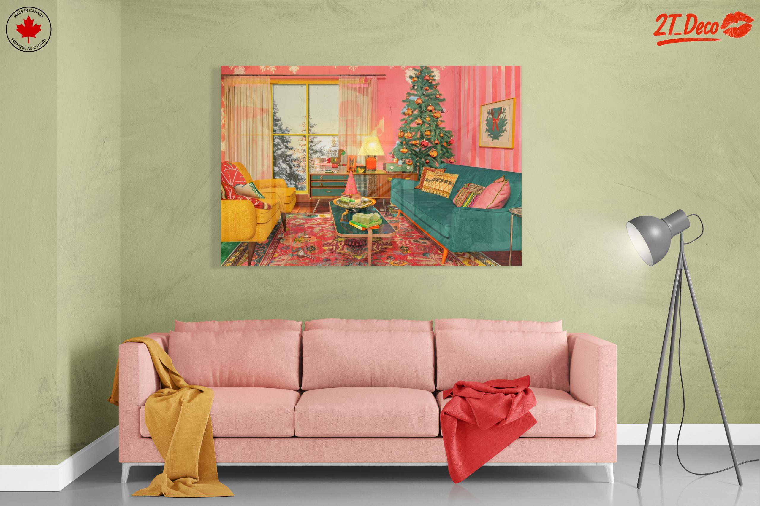 Vibrant Cozy Interior with Christmas Tree - Image 7