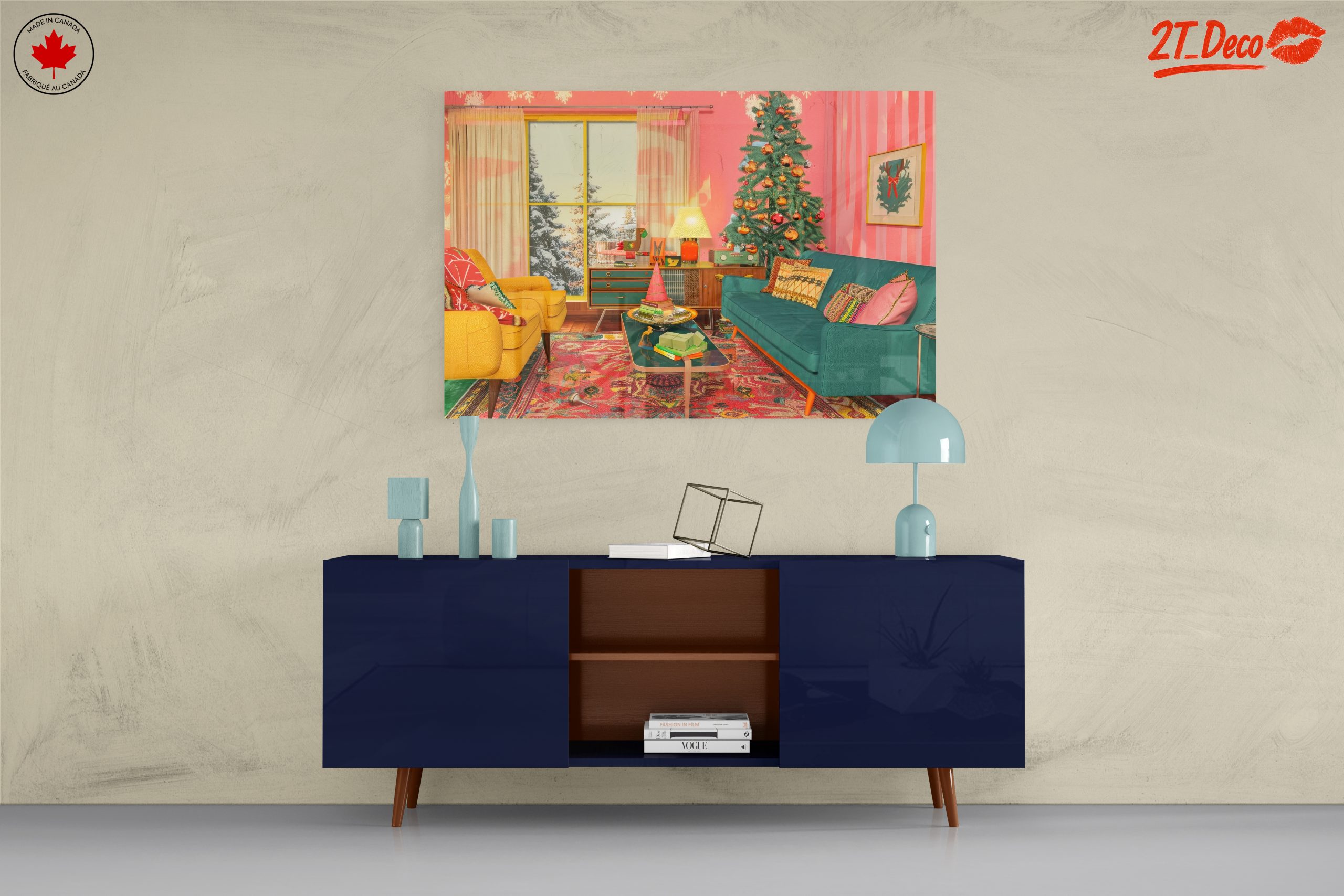 Vibrant Cozy Interior with Christmas Tree - Image 8