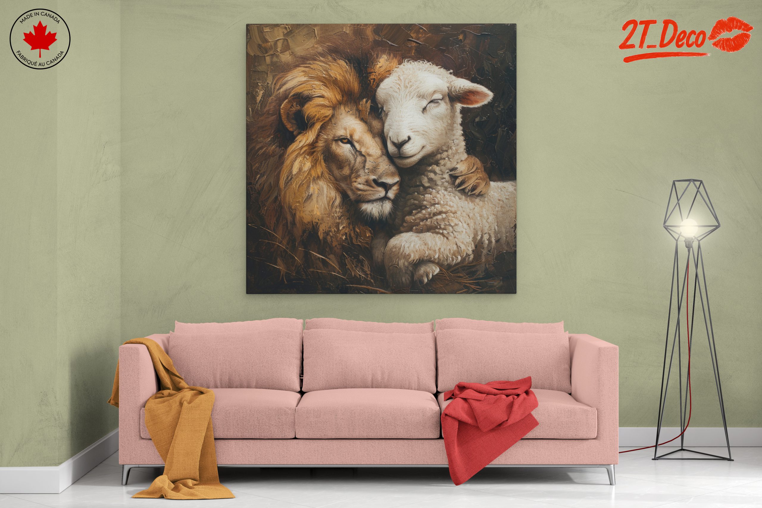 Lion and Sheep Embrace Art - Image 2