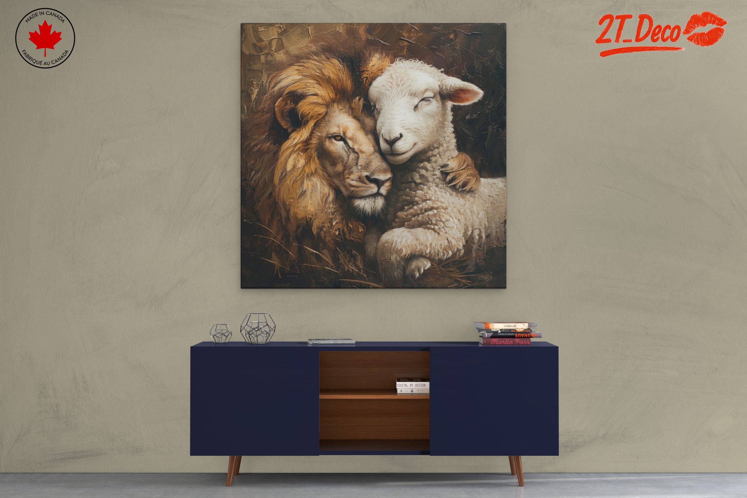 Lion and Sheep Embrace Art - Image 3