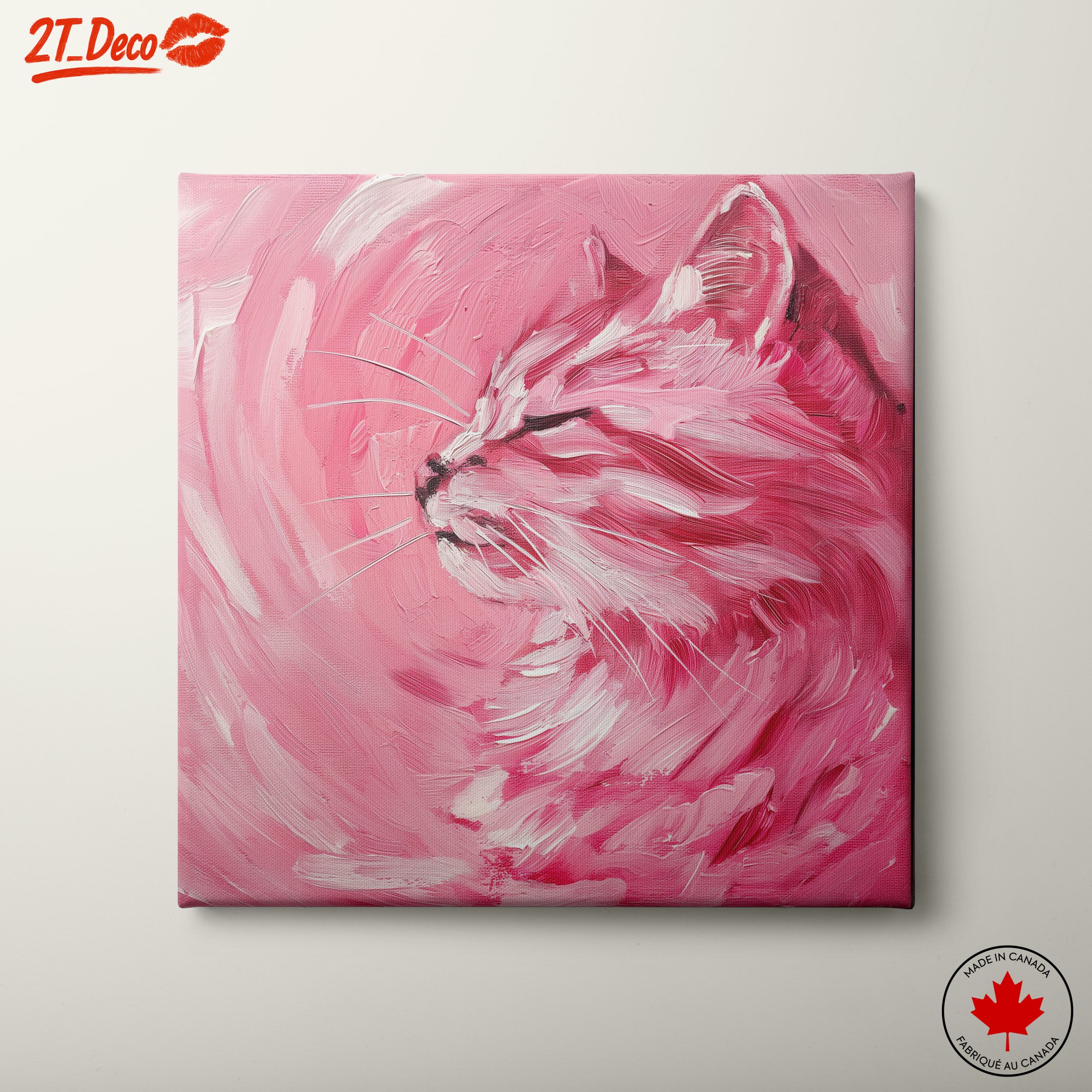 Vibrant Cat Art in Pink Hues