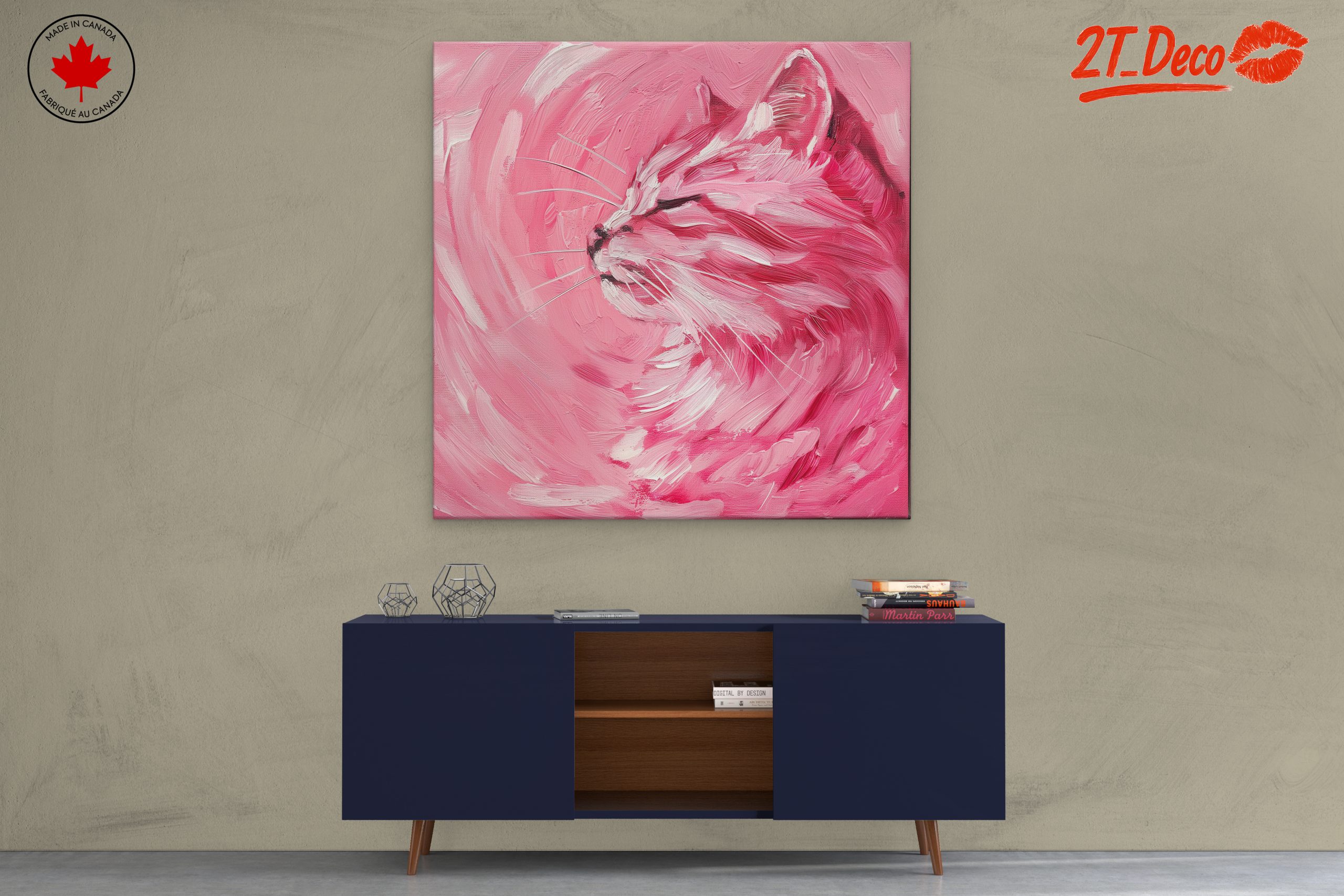 Vibrant Cat Art in Pink Hues - Image 3