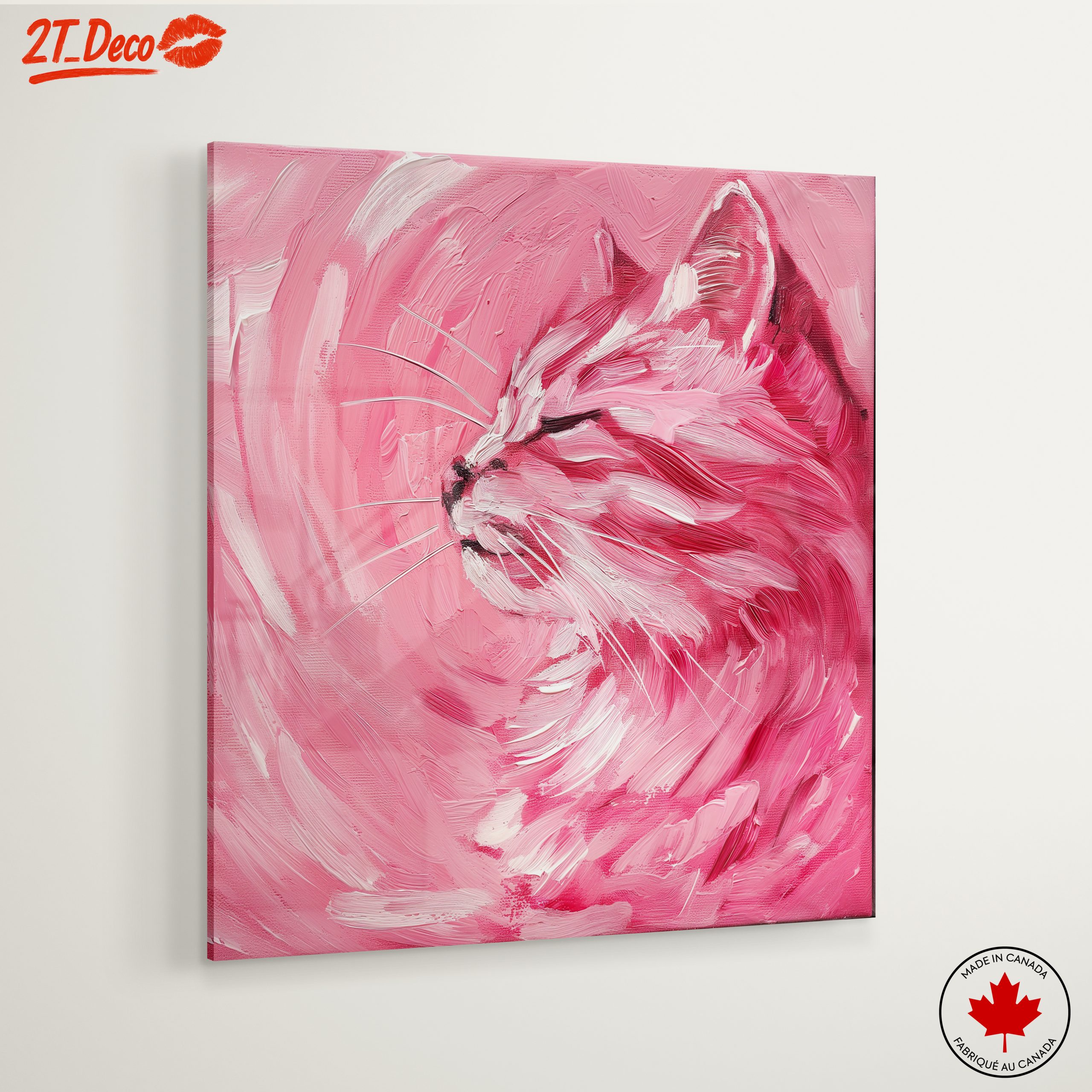 Vibrant Cat Art in Pink Hues - Image 6