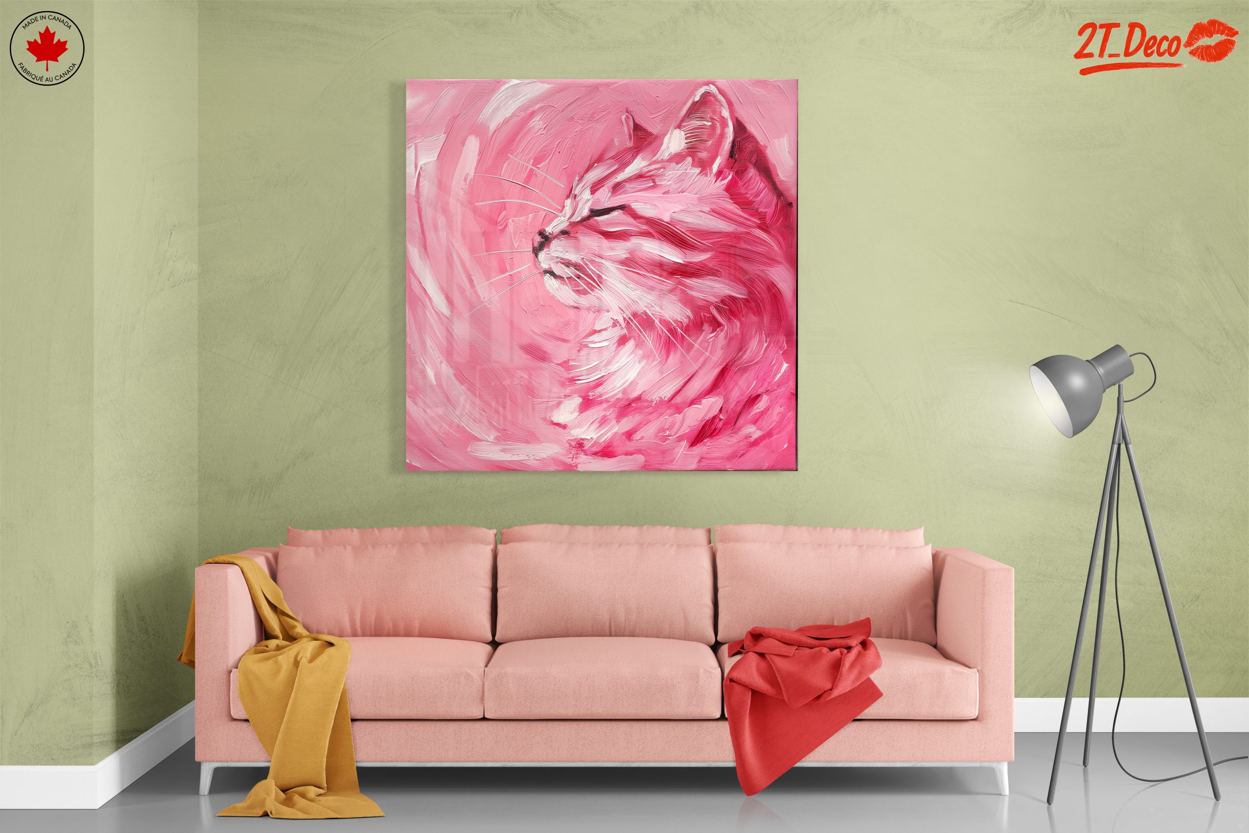 Vibrant Cat Art in Pink Hues - Image 7